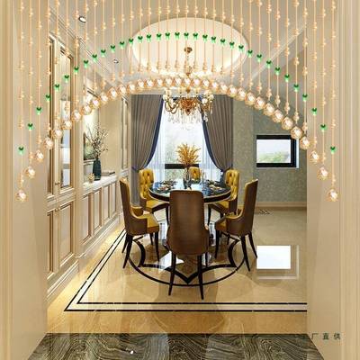 水晶珠帘白菜卧室打孔门帘洗间厕所隔断玄孔关装免饰免打F96J5JTT