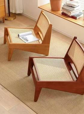 中古实休木藤编椅台闲复单人沙发藤椅阳简约诧寂风昌002迪加古尔