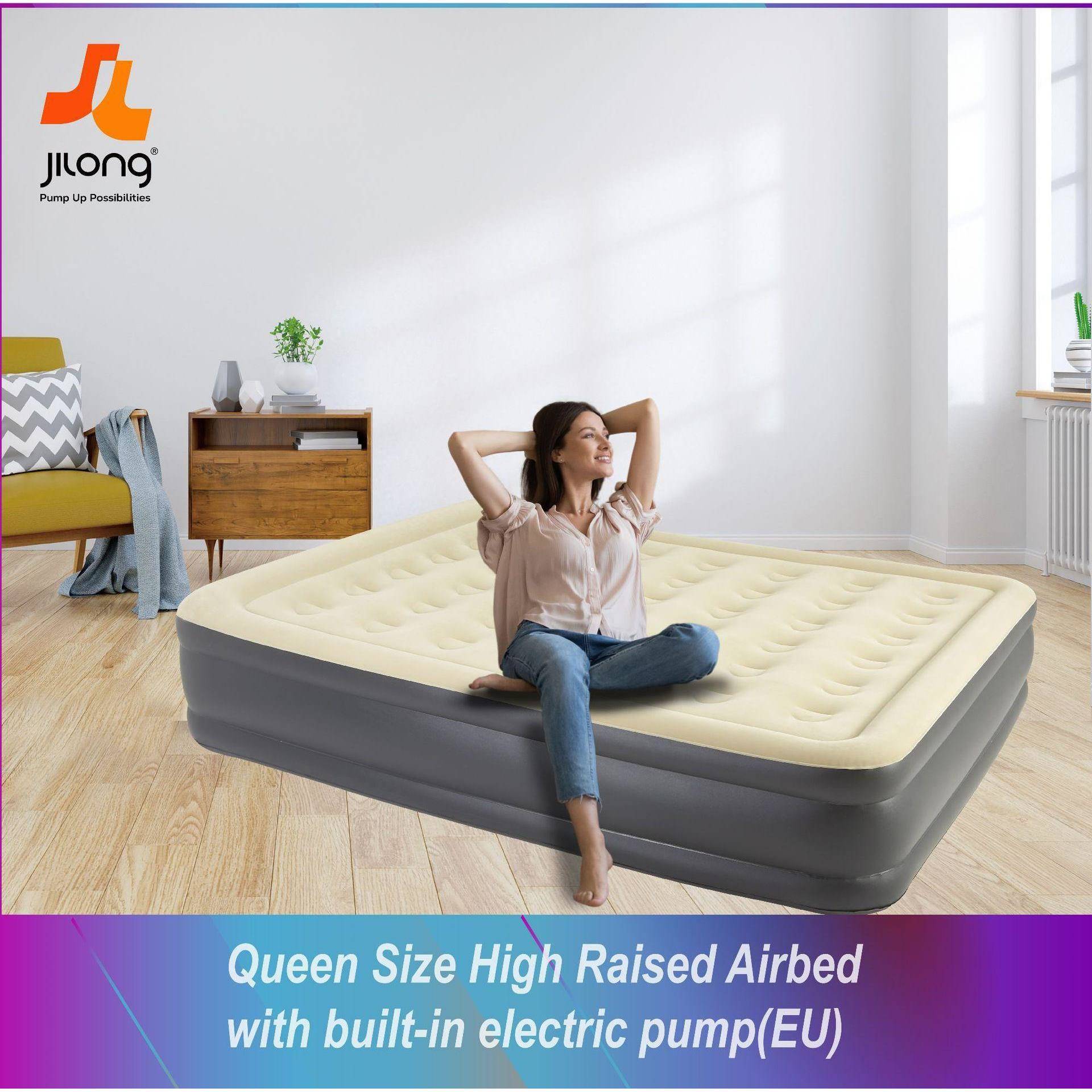 吉龙Avenl用i家植绒充气床加高内置24041EU携泵充气气床垫便午休