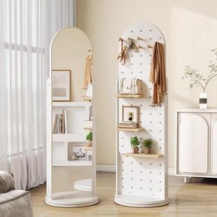 全镜洞洞板镜可转穿衣镜家用衣帽WWU架子置物架落地镜身女生试旋