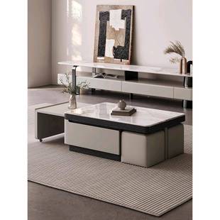 意ZVS式 极简凳伸缩微晶石现茶几带小户型家用代简子约高档创意设