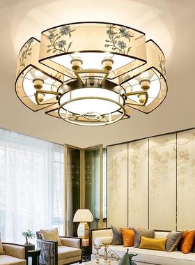 新中式吸顶灯客厅灯厅长40698方形简约刺现代大气卧室餐灯花纹灯