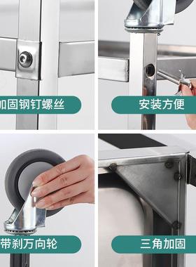 cs加厚不钢送餐车店收锈碗车餐厅上菜车商用三层F777MTSS移饭动酒