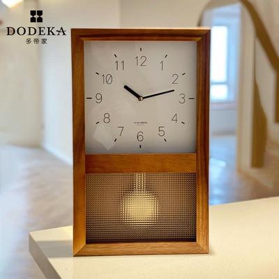 5ZW19101英寸日式木质厅钟复感古卧室时挂尚摇摆光音乐报时钟客表