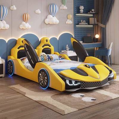 儿童男孩女孩儿公主NMF床护床1米5汽车床男童卡通带栏单车人床跑