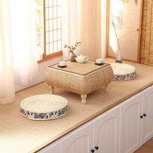 藤地日式实木收纳榻榻飘米茶几窗小WQE桌子阳台窗台塌塌编米台矮