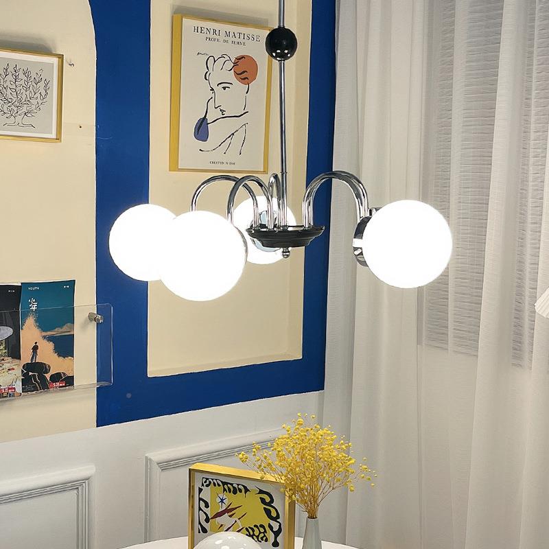 美式viRLIntge卧a室厅中古灯简约玻璃球吊法式客厅餐客厅魔豆吊灯