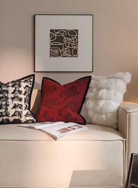 Z6LING复古形红色法式PCS轻奢客厅沙G发方抱枕M套名宿样板间靠垫