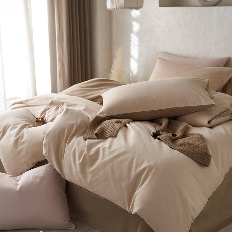 四00支无品牌/阿1苏长绒棉四件套100全棉磨毛件套纯棉加克厚磨毛