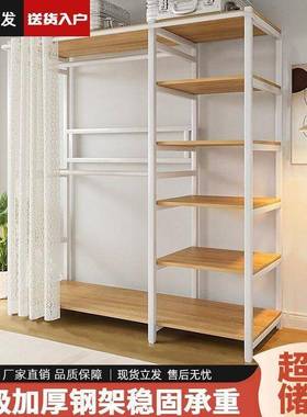 晾衣杆移动加粗双管杆晒衣服架衣帽免打孔钢收架出纳卧PQK室租屋