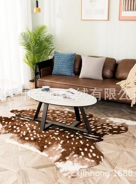 OZM新品仿真毛皮梅花鹿地毯50*1810cm78*108cm地家装居饰毯地垫