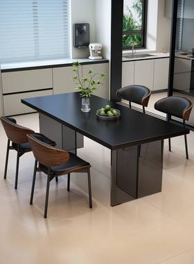 岩板餐桌椅2025款家用UVD现代简约悬吃浮感亚克长方新形办公饭桌