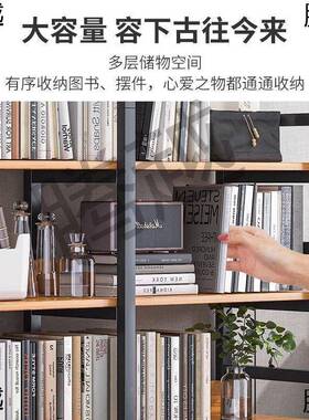 铁艺架置物架落地家用简易收纳货架多层木书书柜客厅WBO展示物储