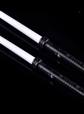 亚马逊RGB金光二合一荧光棒缩玩具铝合金手把剑光伸OWQ剑变身属玩