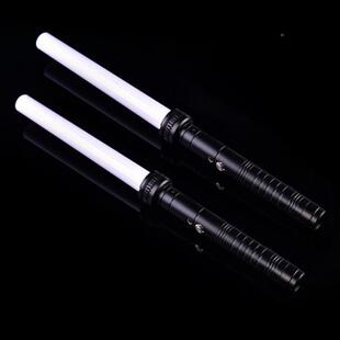 亚马逊RGB金光二合一荧光棒缩玩具铝合金手把剑光伸OWQ剑变身属玩
