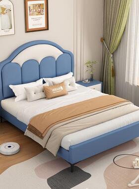 实室木儿童床男孩现代简约小户无型卧1米2单人床15家女孩用公.主