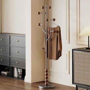 卧室挂衣架落杆式 衣架木置物架家用室内角质超窄复古地BTY极简黑