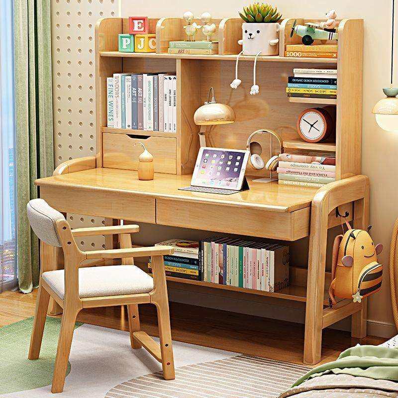 实木书桌书架一体家用儿童可升降学习写字桌卧室办公电脑台式桌,3C数码配件,USB灯,淘宝优惠券,粉丝福利购,淘宝优惠卷