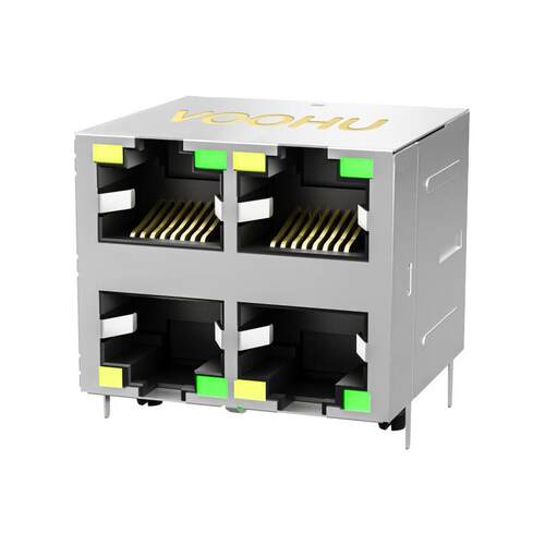 2x2四口带灯百兆集成RJ45 卧式rj45网口DIP SYT22B085AB1A4D06