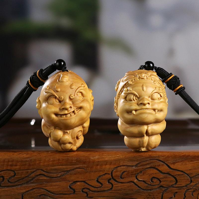 黄杨木雕盘玩手把件男士女文玩汽车载挂件西游记人物金角银角大王