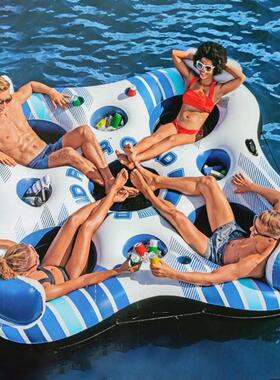 Bestway43115海洋乐园躺椅水上浮排漂浮四人休息浮床