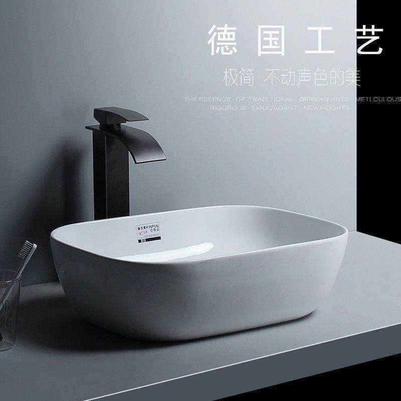 北欧简约陶瓷台上盆阳台洗手台盆家用卫生间小户型方形陶瓷台上盆