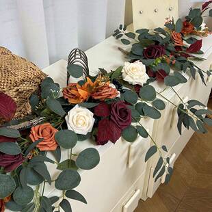 仿真人造桉树叶柳叶花朵藤条秋季家居餐桌氛围布置婚礼装饰