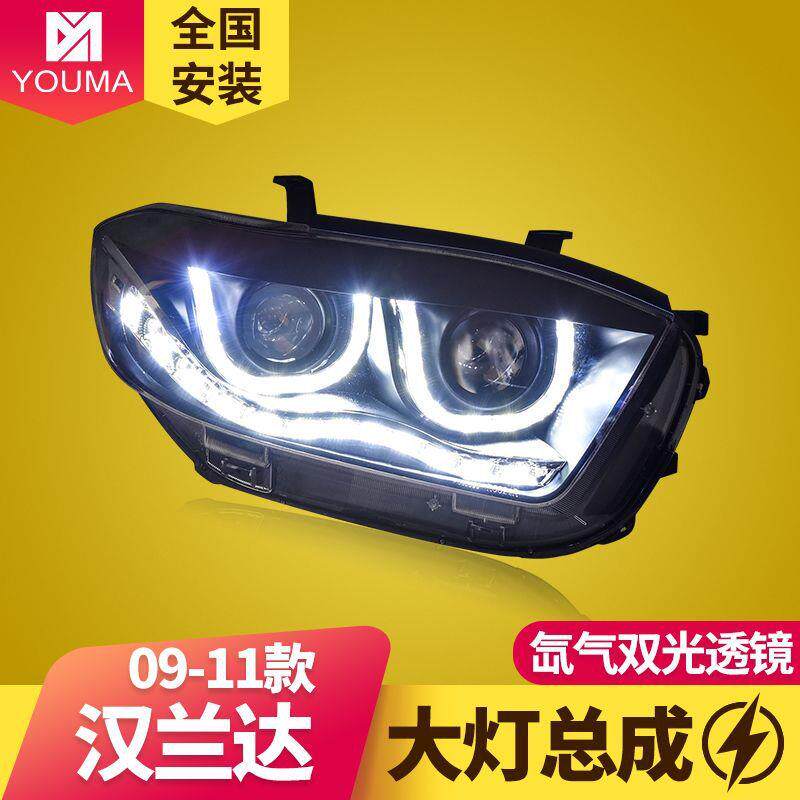 专用于丰田汉兰达大灯总成09-11款改装天使眼LED日行灯LED转向灯