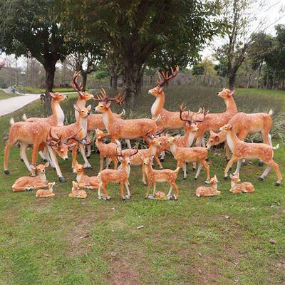仿真驯鹿梅花鹿招财鹿玻璃钢雕塑麋鹿摆件花园美陈装饰园林小品