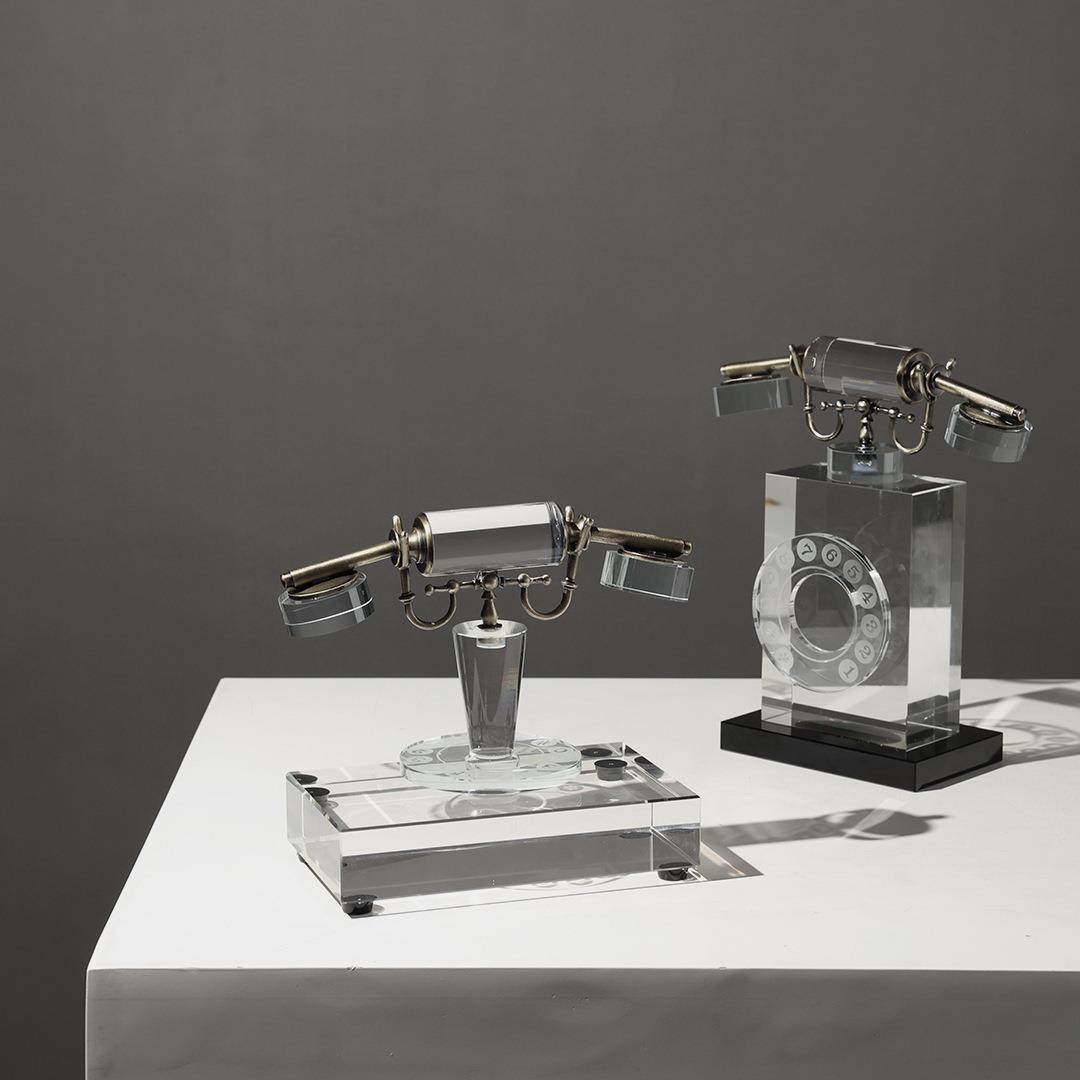 新中式复古电话机摆件样板房居家客厅电视柜玄关桌面茶几软装饰品