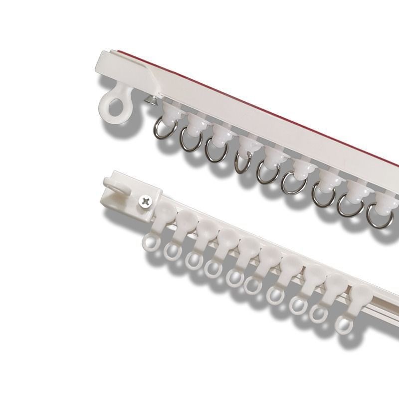 窗帘轨道免打孔滑轨侧装顶装自粘静音导轨窗帘配件杆粘轨滑道