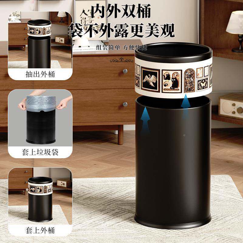 新款垃圾筒客厅房卫属生间量大号金厨垃圾桶轻奢感AL100108家用大