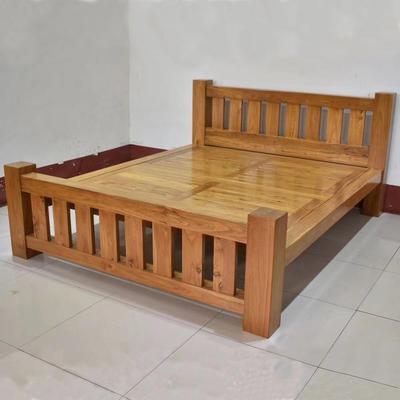 老榆床木床实-木做旧现代简约榆木床中全大床式双人床卧室婚床