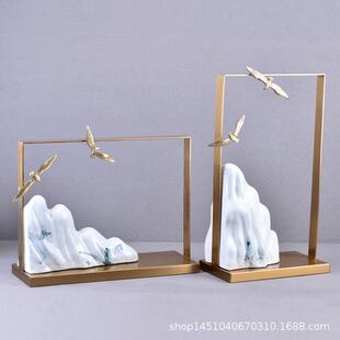 代新中式意金水属大现鹏展翅创风招财摆件酒店样板房玄关软EVO装