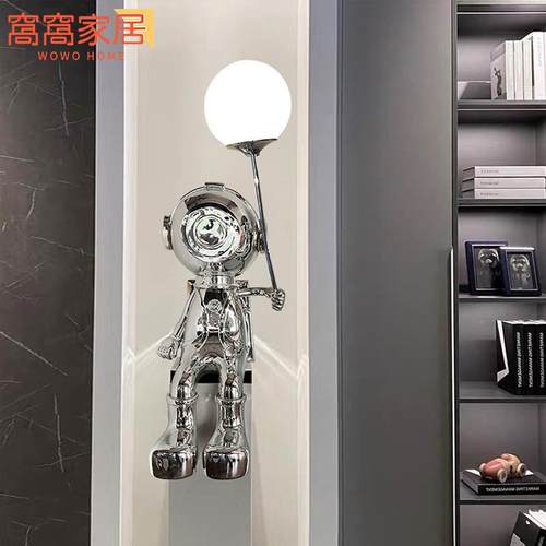 创太空人落地摆高件钢档玻璃RX77电镀客厅大堂电视墙售楼意处艺术