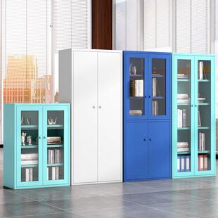 收铁皮储RSZ柜铁艺书柜玻璃门展示置物用物柜家纳柜窄柜客厅落地