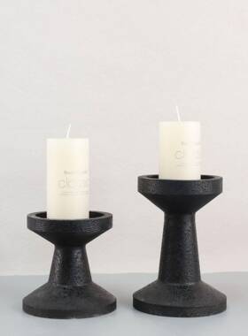 现代简110黑色洞石烛台桌面装饰摆软客厅卧室餐厅样约板房装装饰