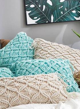 沐香波含西米亚编抱枕腰枕IFH民宿靠芯织枕流苏不含税