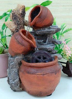 面小摆件桌陶罐喷泉水池流水家居阳流水造户景装饰台品外流P16741