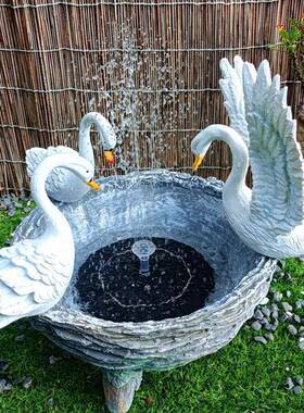 户花园装摆件外天饰鹅花盆别墅露台院造景布置太庭阳AL100922能喷