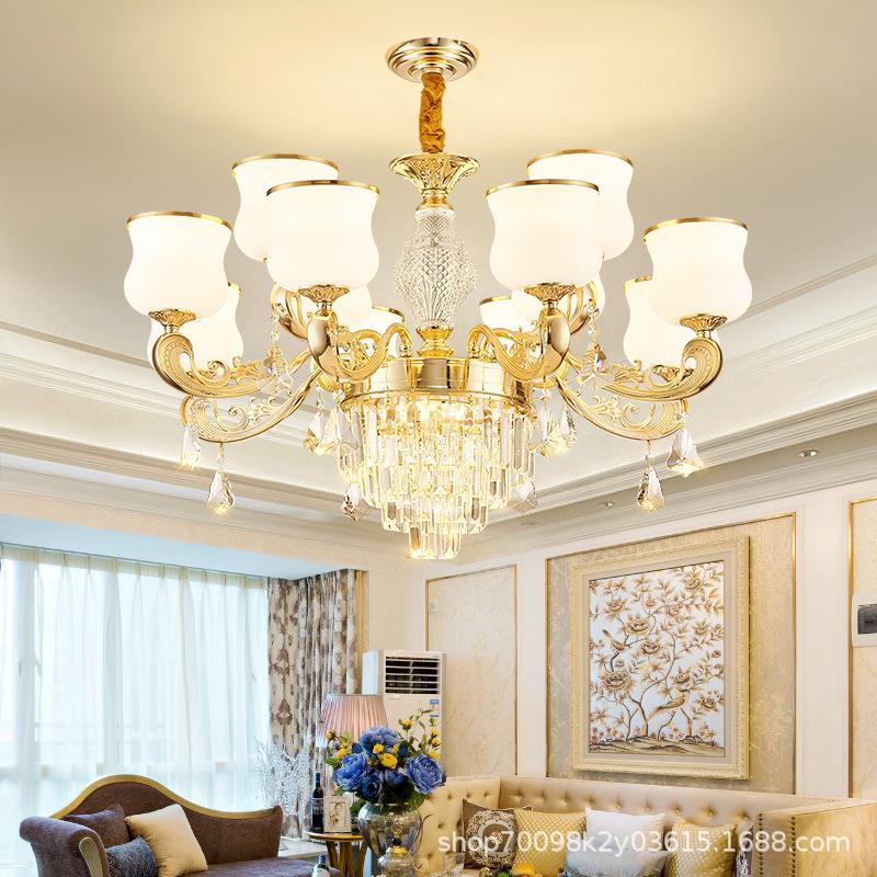 欧式客厅吊轻380奢水晶灯现代约复式楼简大灯家用气餐厅别墅新款