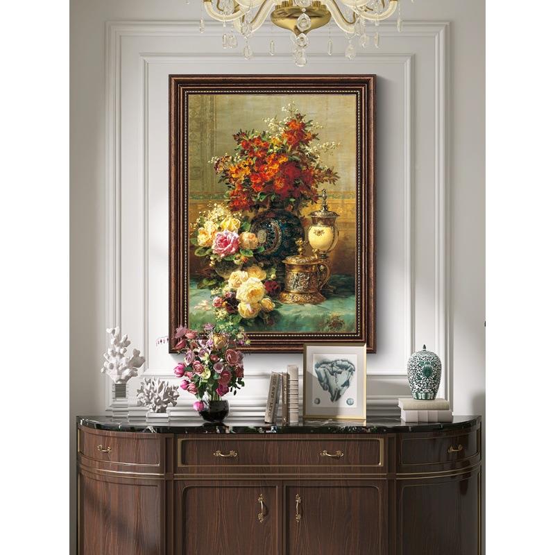 美户式玄关装饰画过餐道画复古花油卉AWD客厅走廊壁画入欧式厅墙