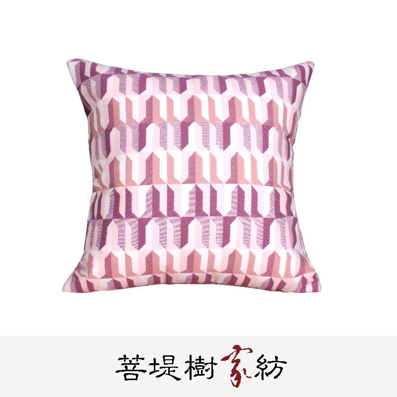 四色靠织提花抱1704-06枕现代简约靠全棉办公室汽车垫腰抱枕套厂