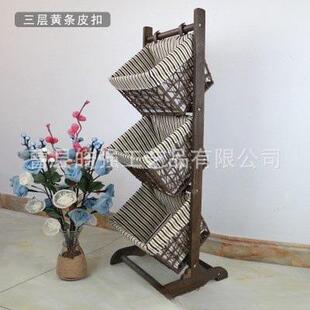 木质置物架卧藤室客厅收纳架457用落家地吊篮报架层架编书布艺储