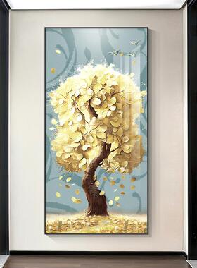 进廊门生画财入户玄关装饰发摇钱财树挂OSJ画正对门走过道壁画玄