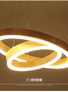 9现代约个性光环客吧台书房餐厅走廊白腊木实厅木餐吊灯D95680简2