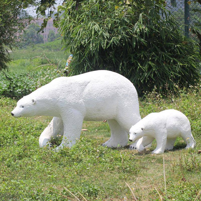 户外真北极雕塑件玻璃钢动物园冰雪海洋主摆题熊景区游乐场装YOU
