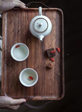 日式85210相思木托木盘实简长方形用美式茶盘面包水果盘约木质餐