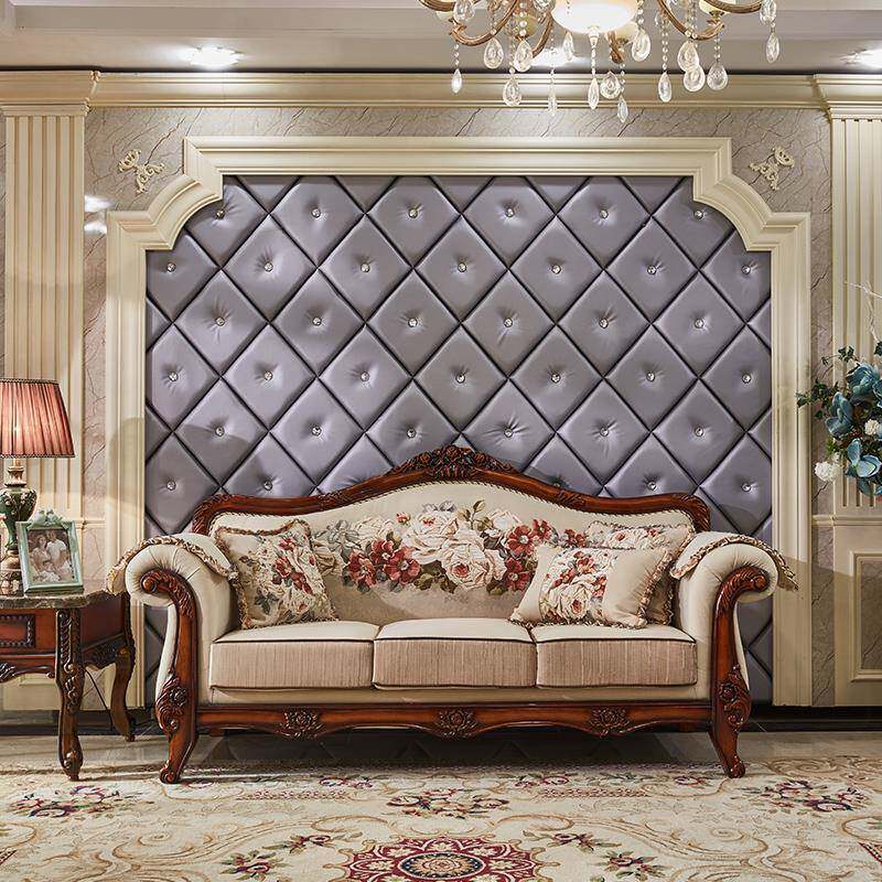 欧式布艺沙发组合小户型实木客厅简约新古典美式三人双人可拆洗