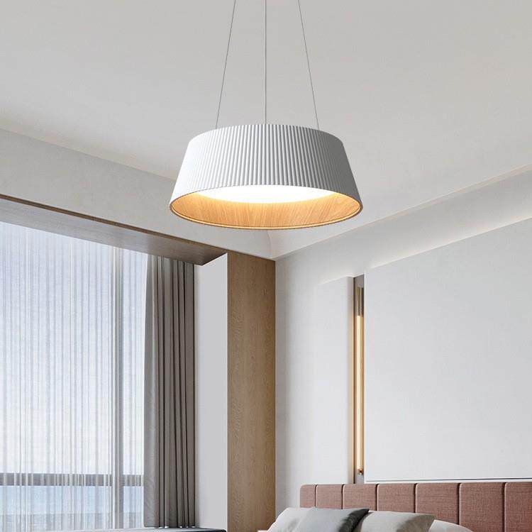卧室吊灯极简波纹灯罩led单头儿童房吊灯现代主卧室书房护眼灯具
